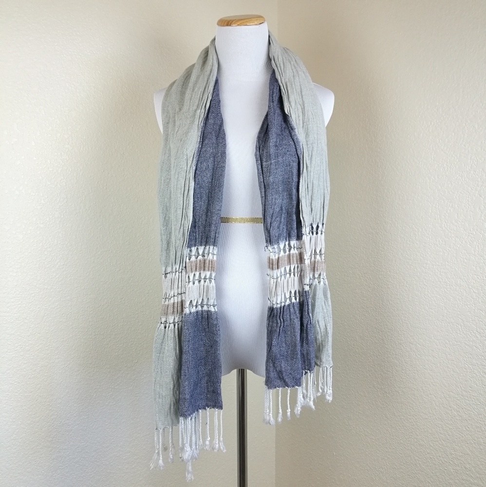 Handmade Cotton Blue Scarf Wrap